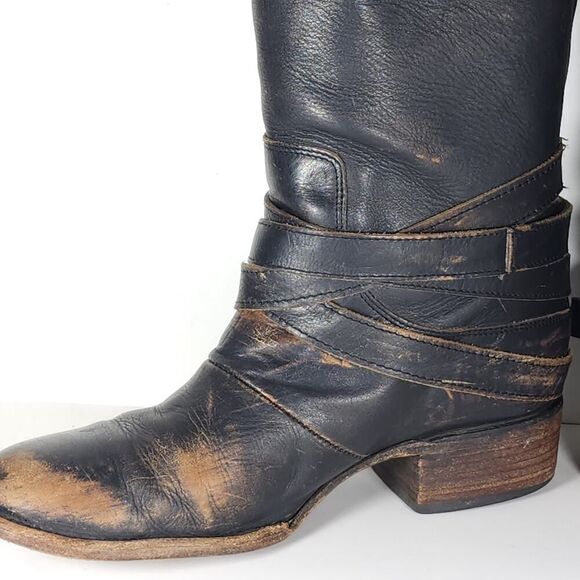 Freebird by Steven Women's Drove US9 Black Leather Distressed Western Boots - Picture 12 of 16